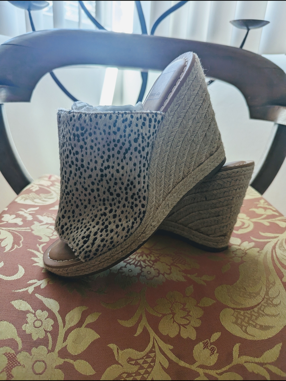 Dolce Vita Taupe Leopard Espadrille Wedge Mules